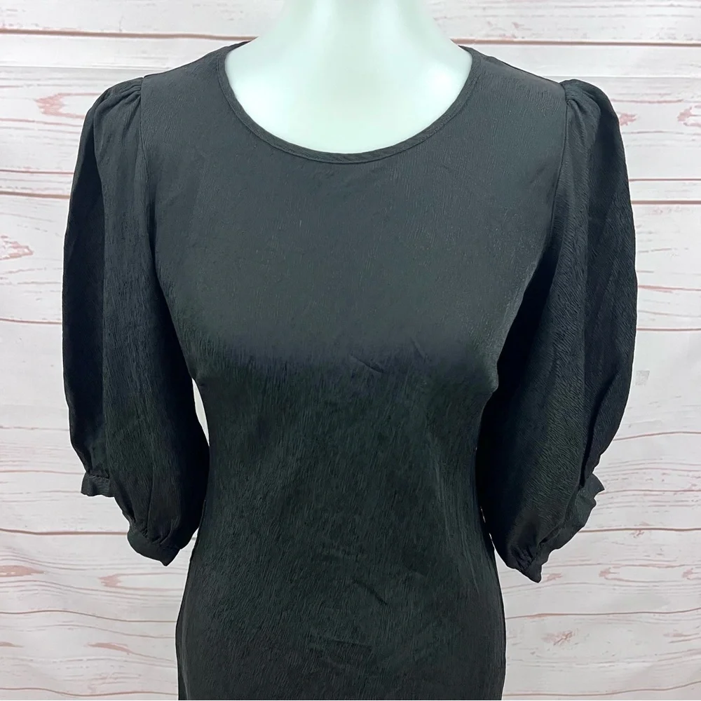 Auguste The Label Silky Jacquard Puff Sleeve Dress